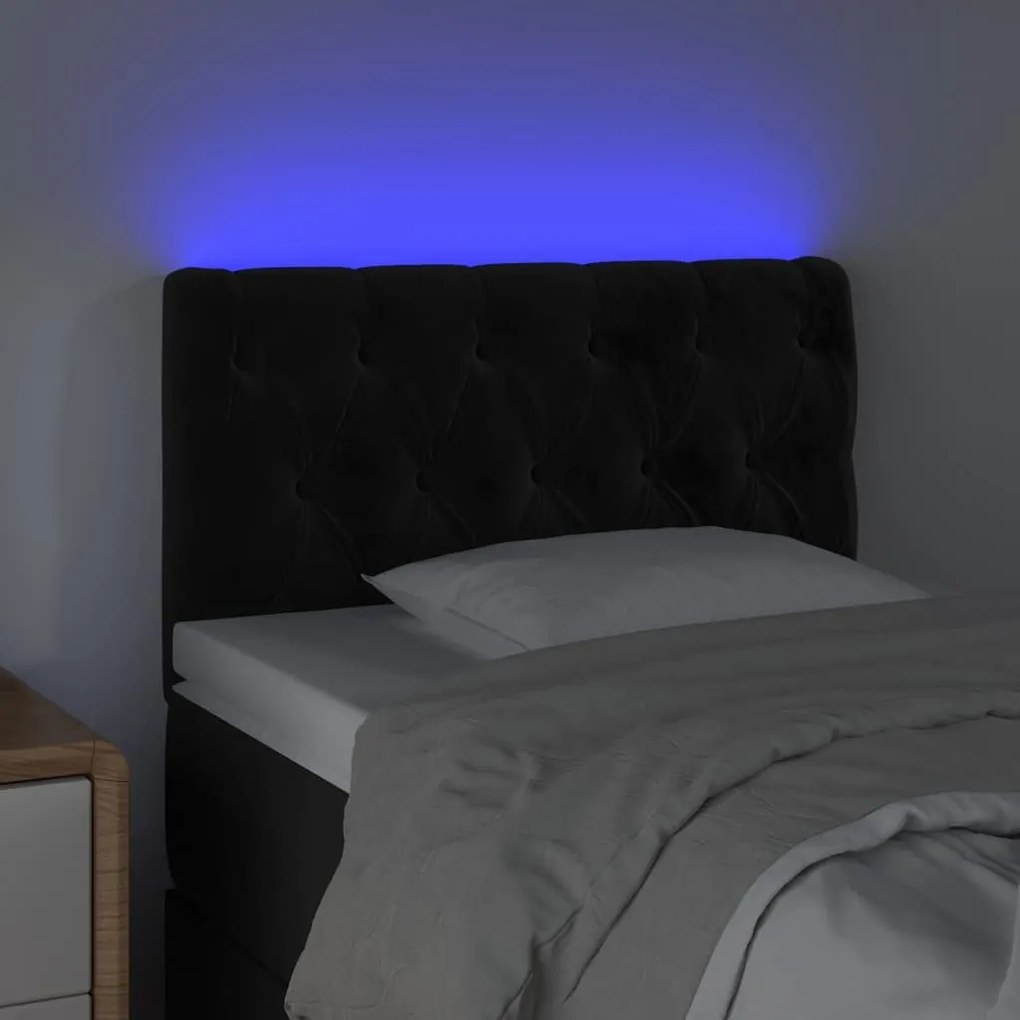 Κεφαλάρι Κρεβατιού LED Μαύρο 80x7x78/88 εκ. Βελούδινο - Μαύρο