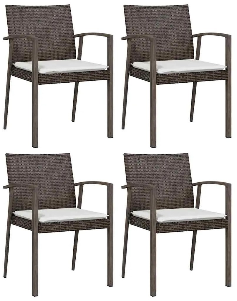 vidaXL Σετ Τραπεζαρίας Κήπου 5 τεμ. Συνθ. Ρατάν / Ατσάλι με Μαξιλάρια