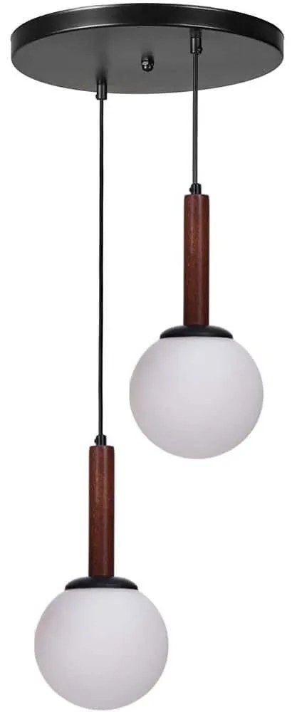Φωτιστικό Οροφής 534LUN6206 Φ25x80cm 2xE27 40W Walnut-White Opviq