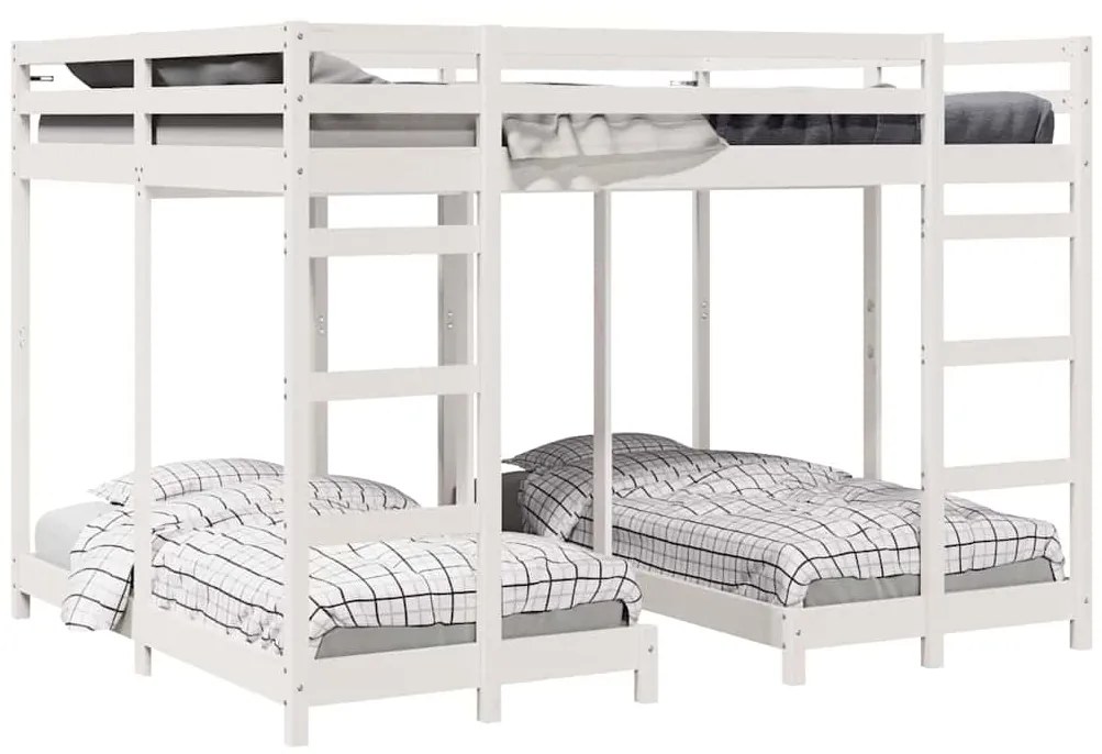 vidaXL Σκελετός Κουκέτας Τριών Επιπέδων Λευκό 160 x 200 cm