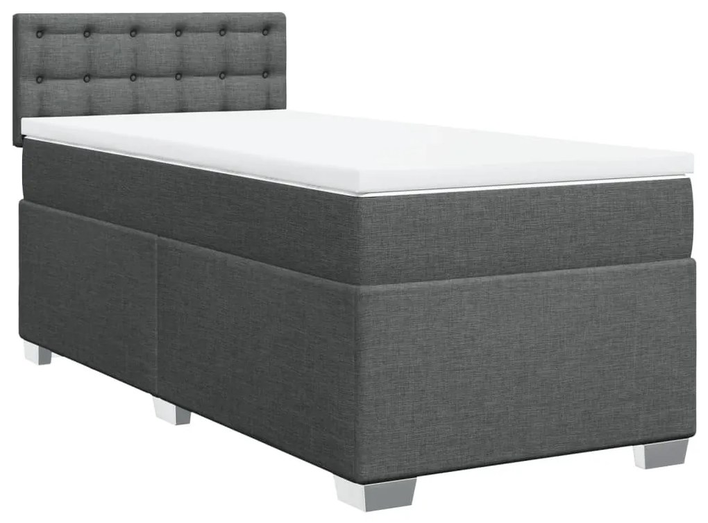 vidaXL Κρεβάτι Boxspring με Στρώμα Σκούρο Γκρι 90x190 εκ. Υφασμάτινο