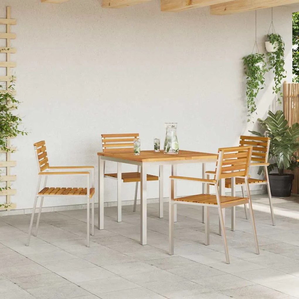 vidaXL Καρέκλα Κήπου 4 pcs Καφέ 56 x 54.5 x 87 εκ. Μασίφ ξύλο ακακίας