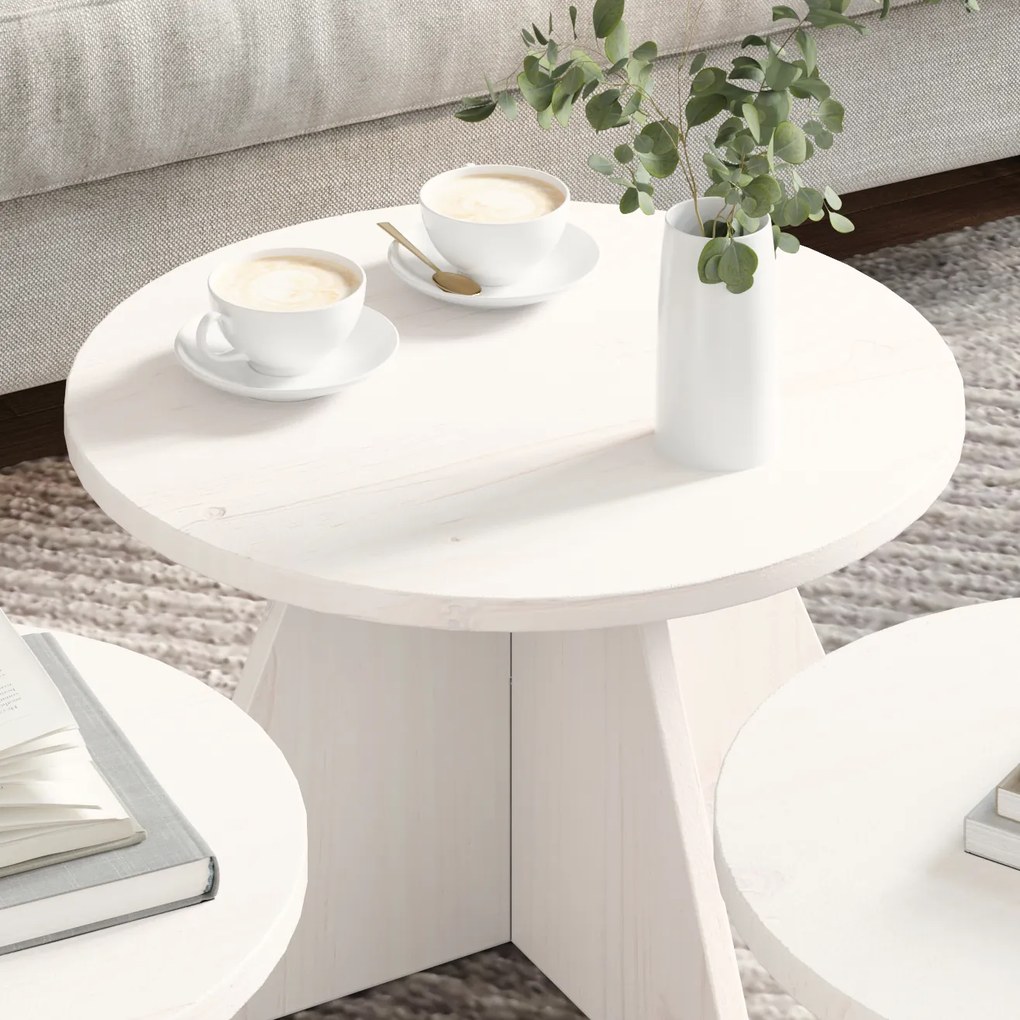 vidaXL Σετ Τραπεζιού Για Καφέ 3 pcs Λευκό 49 x 49 x 30 εκ.