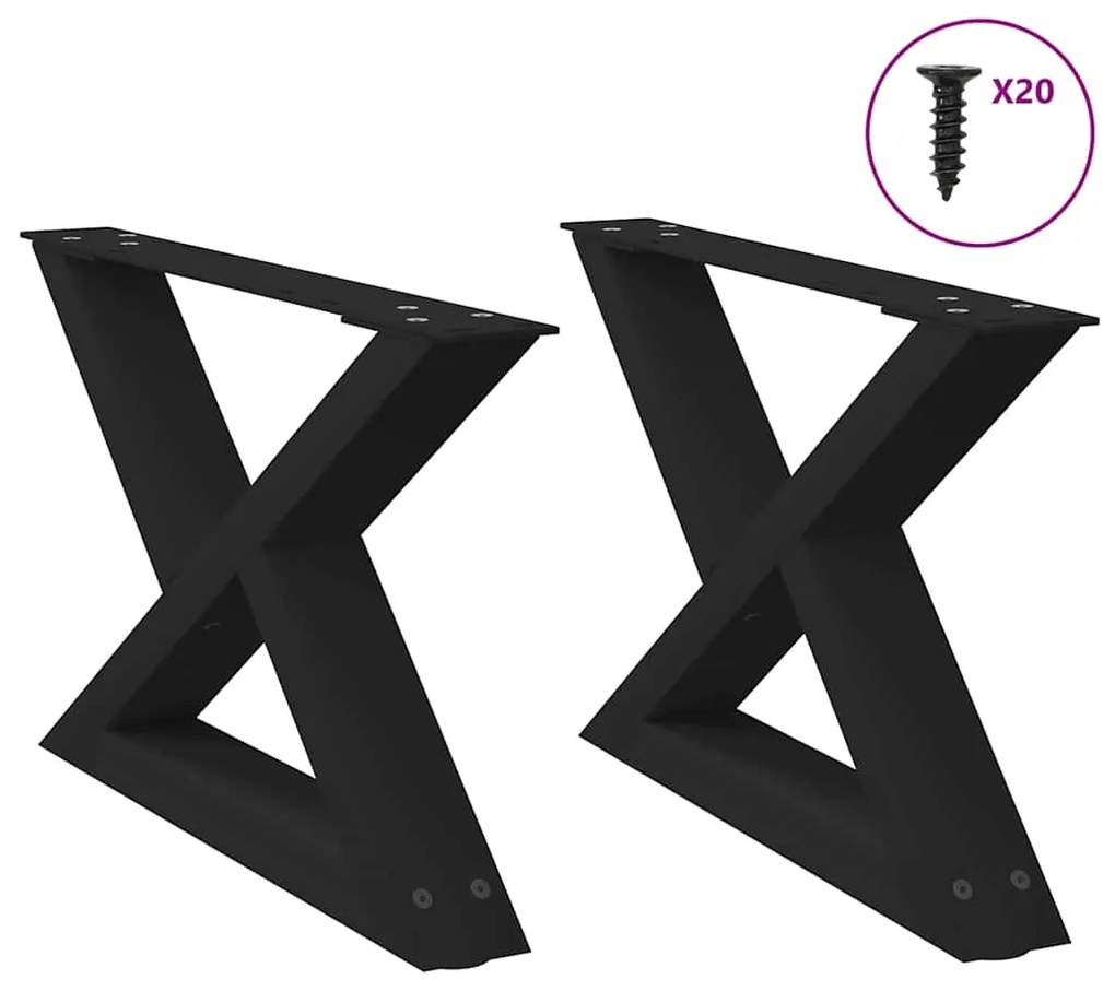vidaXL Πόδια Τραπεζιού Σαλονιού 2 τεμ. Μαύρο 50x(30-31,3) εκ. Ατσάλι