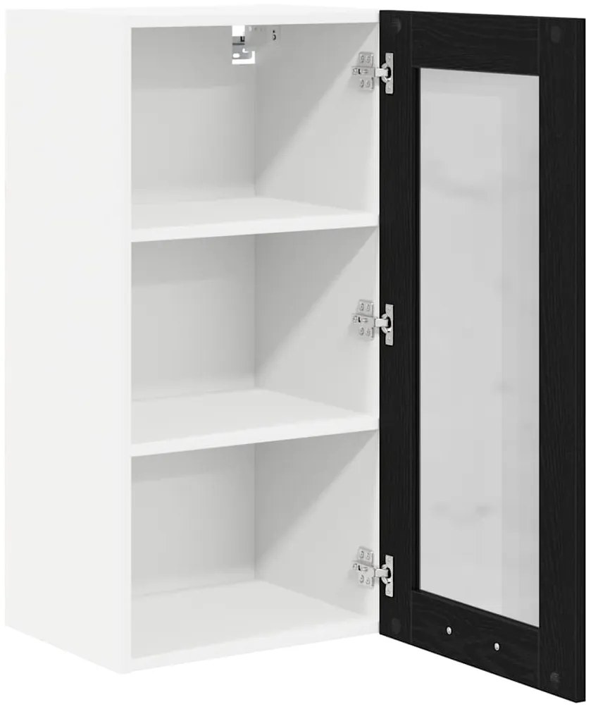 vidaXL Κρεμαστό ντουλάπι με πόρτα 2 pcs Μαύρη Οξυά 40 x 31 x 80 εκ.