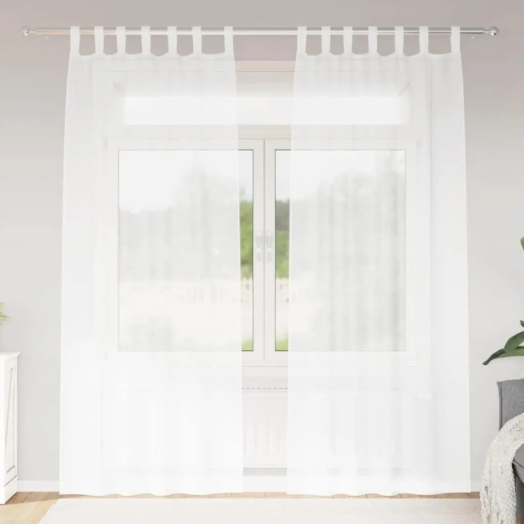 vidaXL Κουρτίνες με κουρτίνες 2 pcs Λευκό 140 x 245 εκ. Πολυεστέρας
