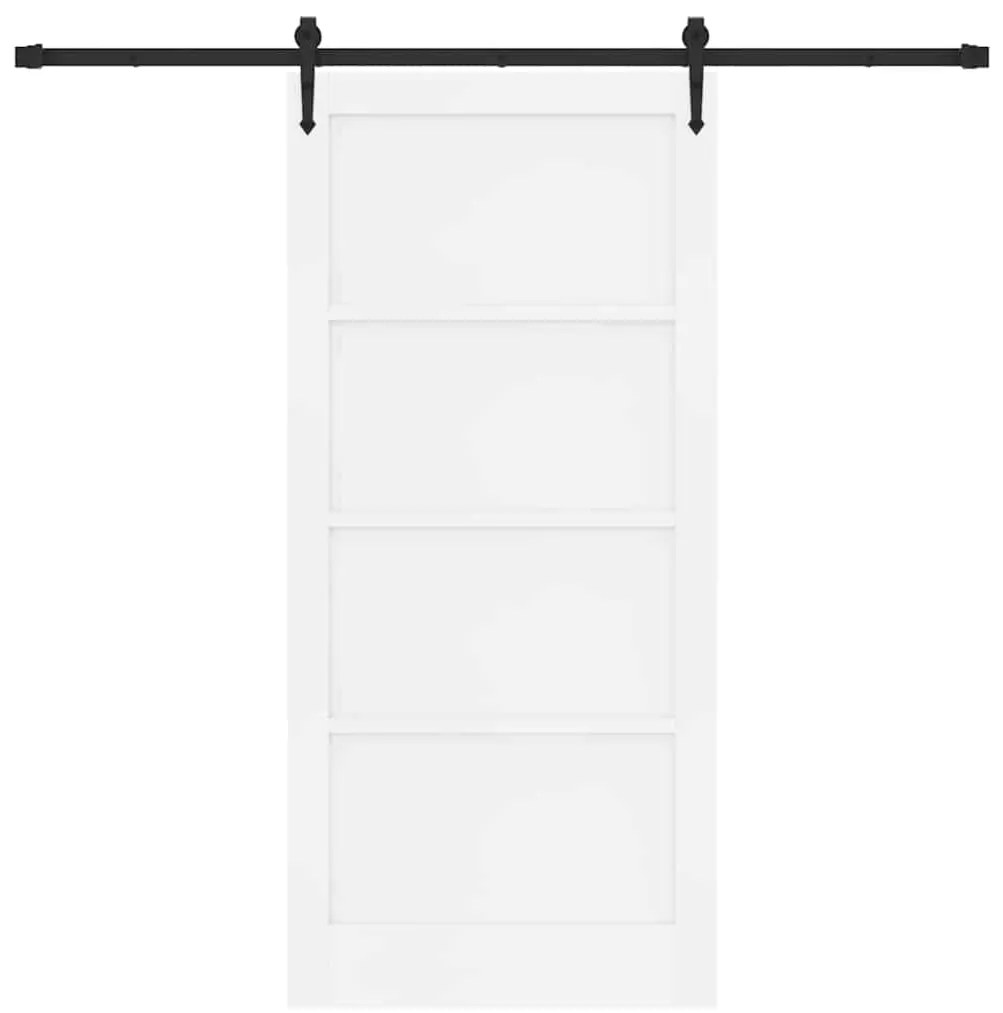 vidaXL Συρόμενη Πόρτα Χειροκίνητος Λευκό 93 x 202 cm Μασίφ ξύλο πεύκου