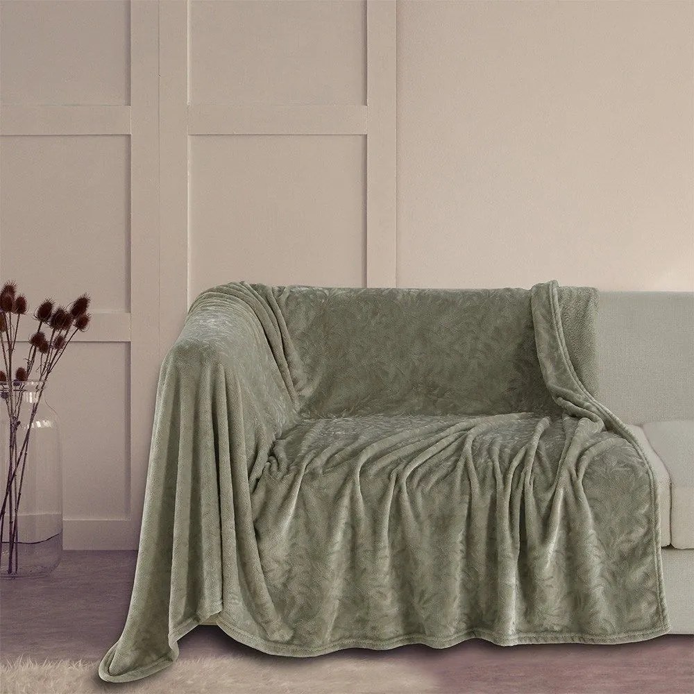 Ριχτάρι Flannel Aria Olive-Grey Melinen Τριθέσιο 170x300cm Πολυέστερ