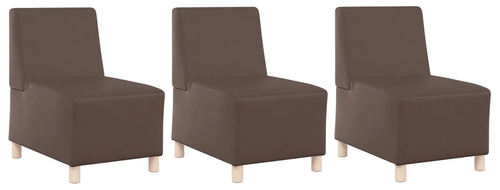 vidaXL Καναπέδες 3 pcs Καφέ 55 x 74 x 82 εκ. Τεχνητό δέρμα