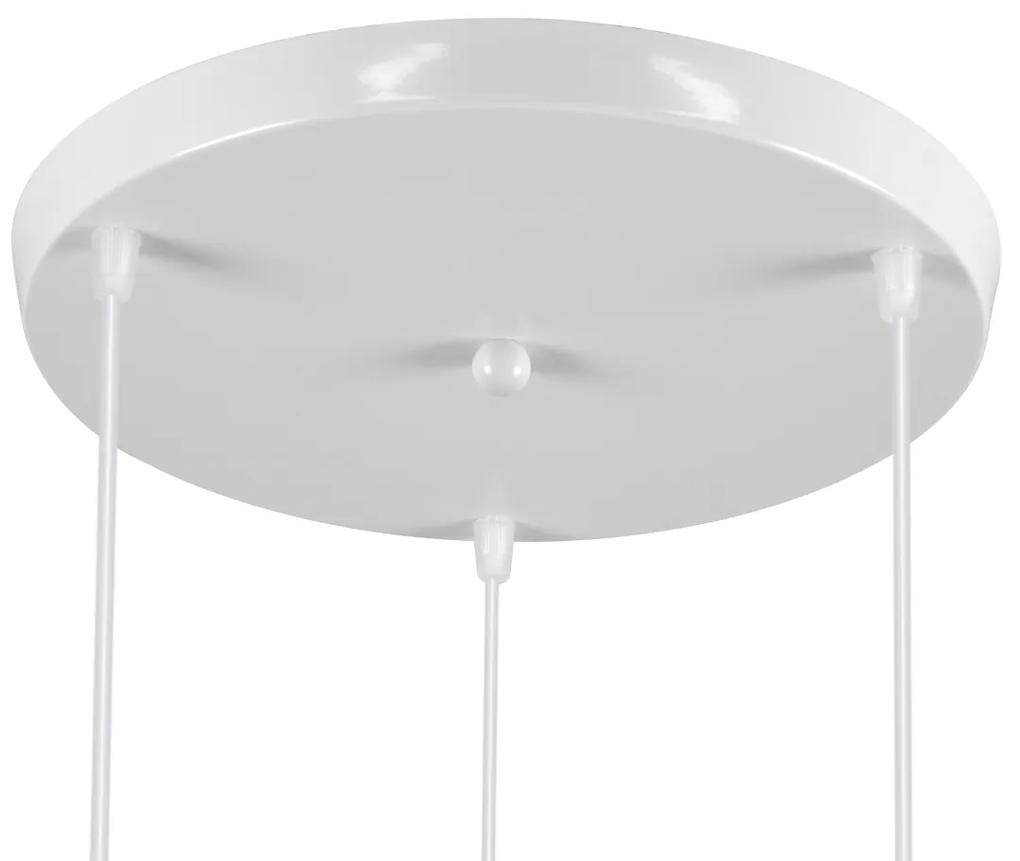 GloboStar® TRIANGLE 00617 Μοντέρνο Κρεμαστό Φωτιστικό Οροφής Τρίφωτο 3 x E27 Λευκό Μεταλλικό Πλέγμα Φ49 x Y130cm