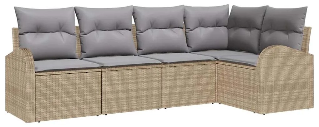 vidaXL Σετ Καναπέ Κήπου 5 pcs Μπεζ, ανοιχτό γκρι Πολυ ράταν