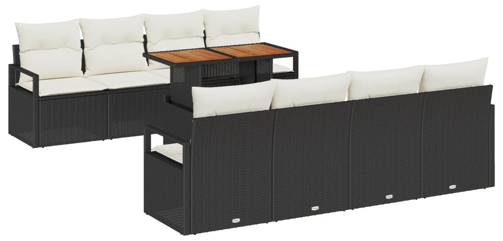 vidaXL Σετ Καναπέ Κήπου 9 pcs Μαύρο, Κρέμα 100 x 55 x 73 εκ