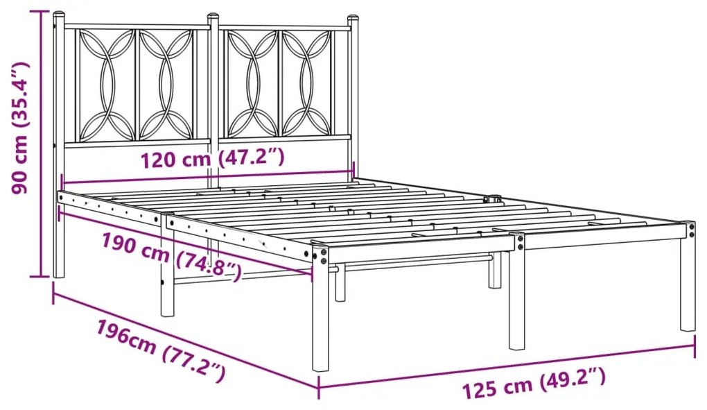 ΠΛΑΙΣΙΟ ΚΡΕΒΑΤΙΟΥ ΜΕ ΚΕΦΑΛΑΡΙ ΛΕΥΚΟ 120X190 ΕΚ. ΜΕΤΑΛΛΙΚΟ 376174