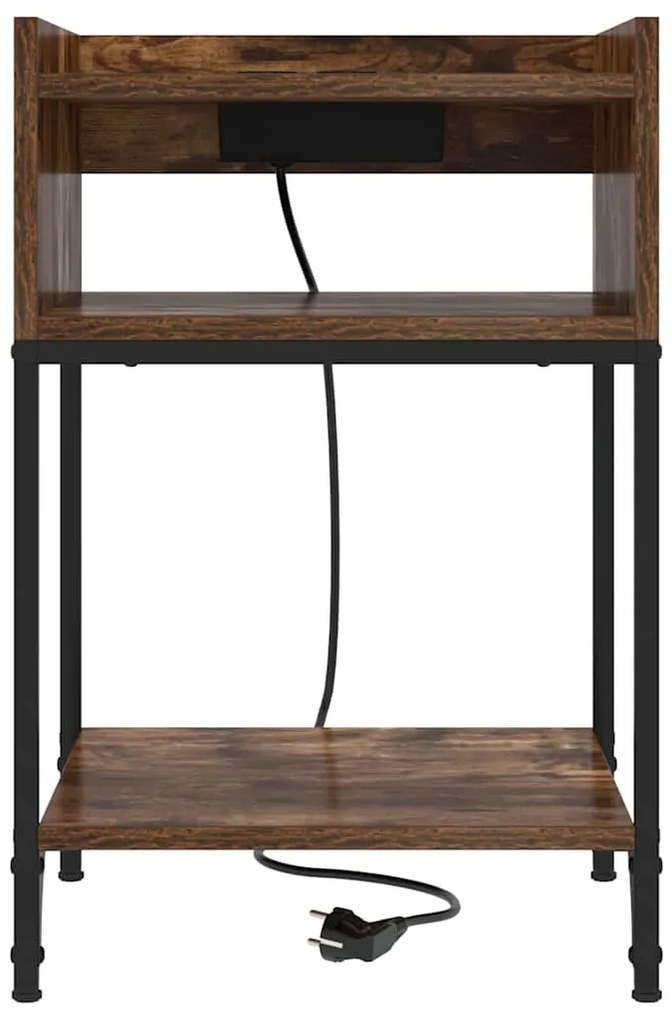 vidaXL Κομοδίνο 2 pcs Καπνιστή δρυς 40 x 40 x 61 εκ Επεξεργασμένο ξύλο