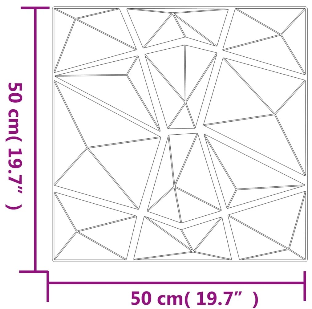 Πάνελ Τοίχου 48 τεμ. Σχ. Διαμάντι Γκρι 50x50 εκ. 12 μ² από XPS - Γκρι