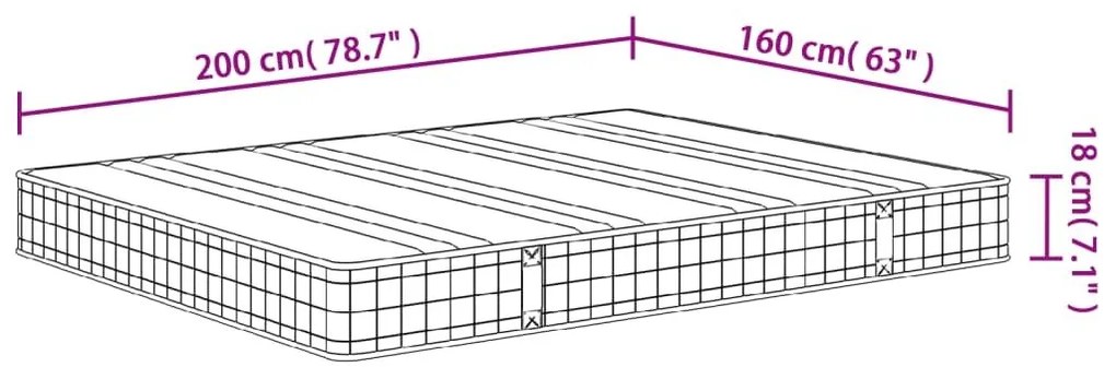 Στρώμα με Bonnell Springs Μεσαία Σκληρότητα 160 x 200 εκ. - Λευκό