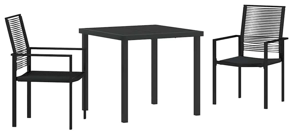 vidaXL Σέτ φαγητού για κήπο 3 pcs Μαύρο Χάλυβας με επίστρωση πούδρας