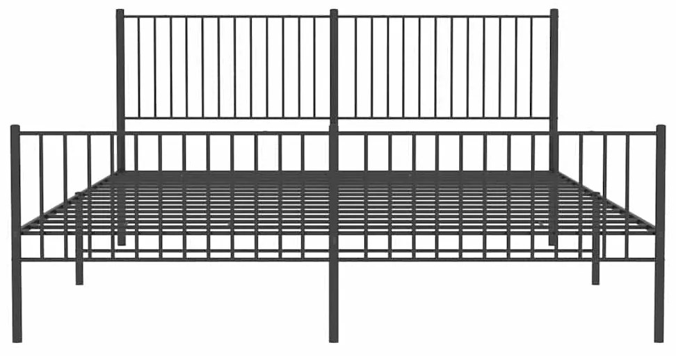vidaXL Πλαίσιο Κρεβατιού με Κεφαλάρι&amp;Ποδαρικό Μαύρο 193x20 εκ. Μέταλλο