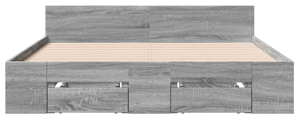 vidaXL Πλαίσιο Κρεβατιού με συρτάρια Γκρι sonoma 135x190εκ. Επεξ. Ξύλο