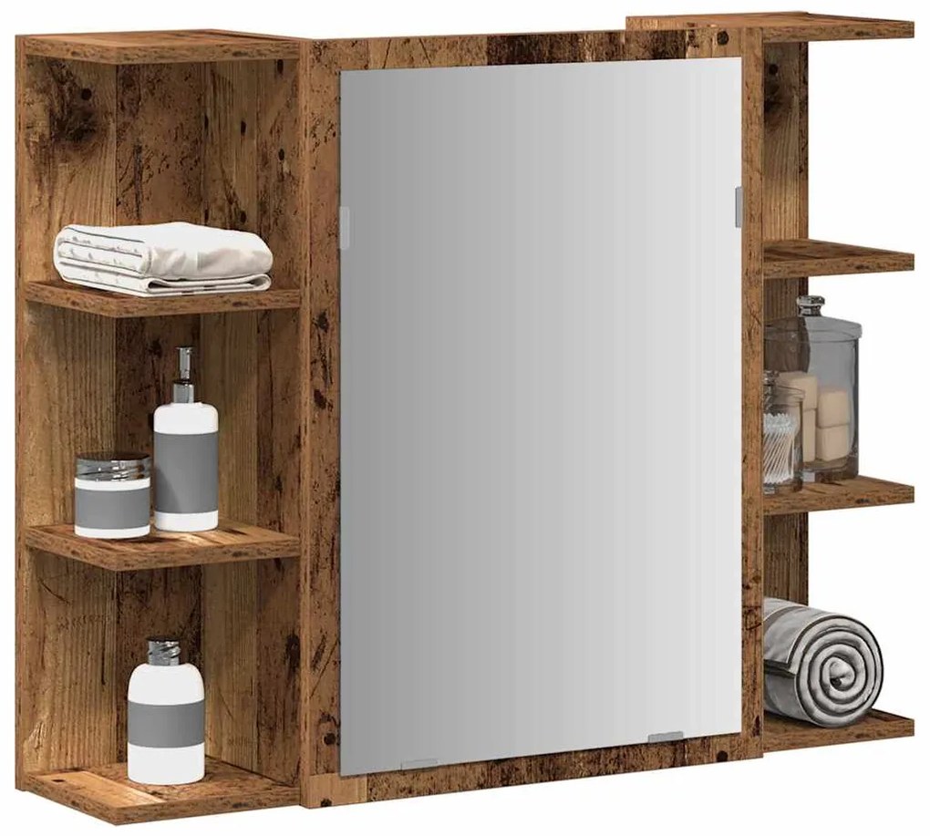 Καθρέφτης Μπάνιου με Ντουλάπι Παλιό Ξύλο 80x20,5x64 εκ