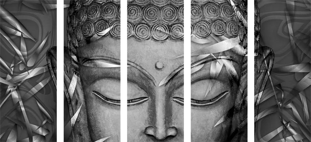 Λεπτομέρεια εικόνας 5 μερών Βούδας σε ασπρόμαυρο - 100x50