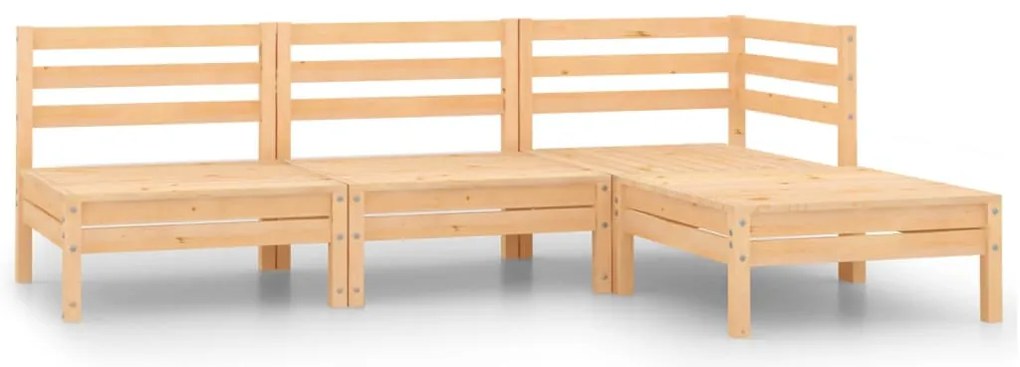 vidaXL Σαλόνι Κήπου Σετ 4 Τεμαχίων από Μασίφ Ξύλο Πεύκου