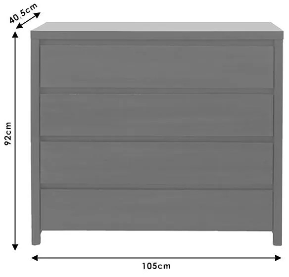 Συρταριέρα Selina 4ων συρταριών wenge 105x40.5x92εκ 105x40.5x92 εκ.