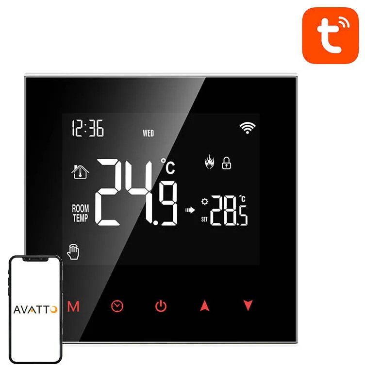 Avatto Έξυπνος Θερμοστάτης Λέβητα ZWT100 3A Zigbee Tuya (Μαύρο)