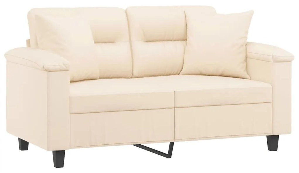 vidaXL Καναπές Διθέσιος Beige 120 εκ. Ύφασμα Μικροϊνών με Μαξιλάρια