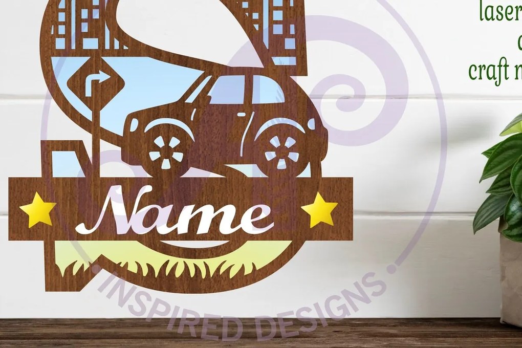 Σετ των 3 Intra απο ξύλο plywood 3mm-4mm πάχος Μονόγραμμα κεφαλαίου αυτοκινήτου Γράμμα S Δίασταση 9x9 cm INTRAFABR-100098349