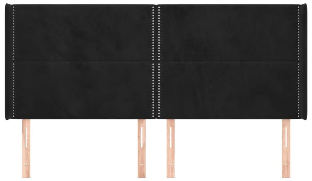 Κεφαλάρι με Πτερύγια Μαύρο 183x16x118/128 εκ. Βελούδινο - Μαύρο