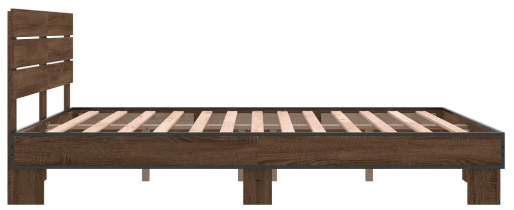 vidaXL Πλαίσιο Κρεβατιού Καφέ Δρυς 160x200 εκ. Επεξ. Ξύλο &amp; Μέταλλο