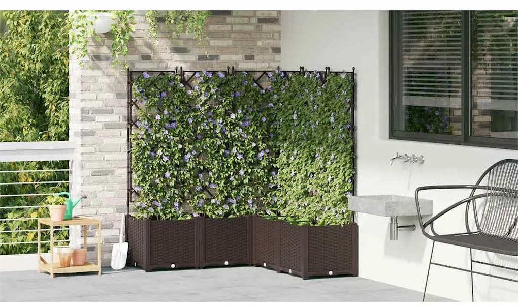vidaXL Κηποτινάκι με Τρέλα 5 pcs Καφέ 120 x 120 x 143 εκ. PP