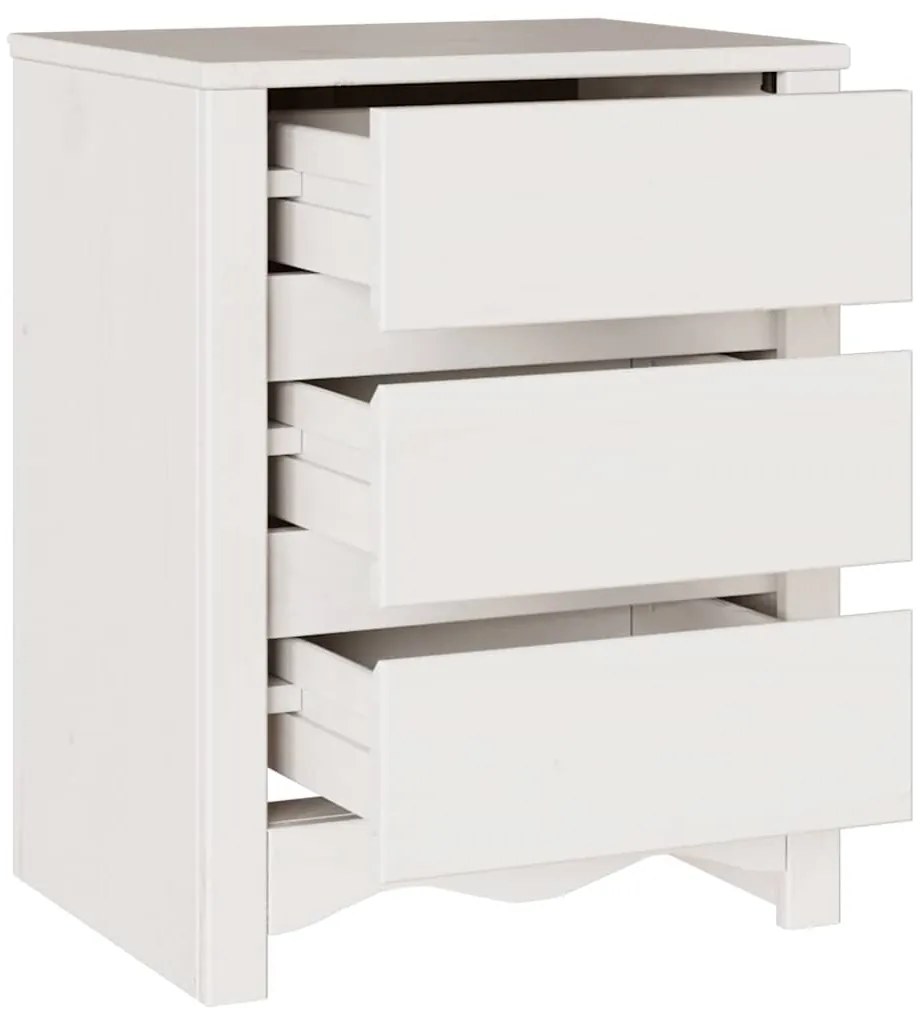 vidaXL Κομοδίνο με συρτάρι Λευκό 45 x 35 x 56 εκ. Μασίφ ξύλο πεύκου