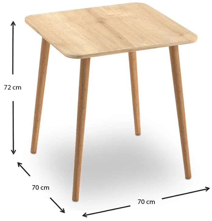 Τραπέζι Kare Megapap χρώμα oak 70x70x72εκ.