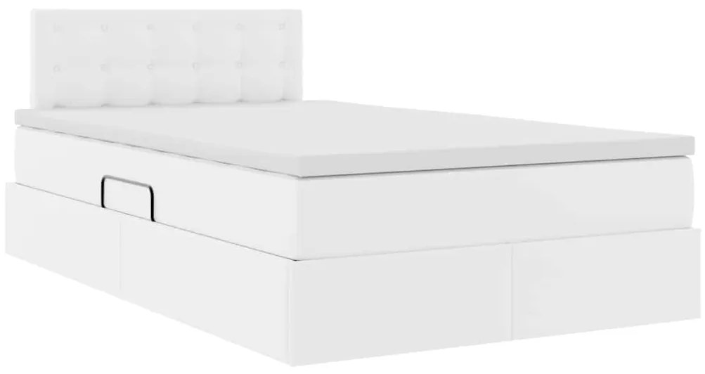 vidaXL Κρεβάτι με αποθηκευτικό χώρο και LED Καθαρό Λευκό 120 x 200 cm