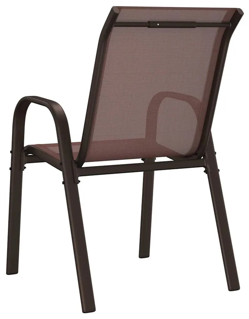 vidaXL Καρέκλες Κήπου Στοιβαζόμενες 6 τεμ. Καφέ από Ύφασμα Textilene