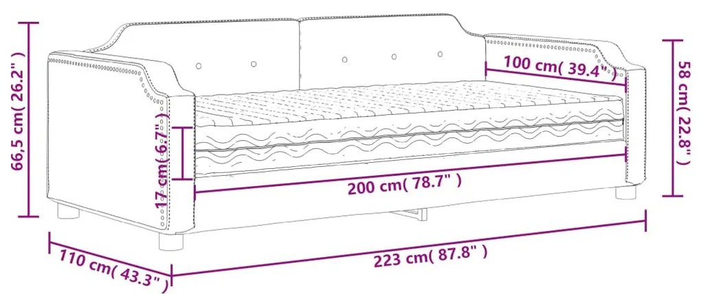 Καναπές Κρεβάτι με Στρώμα Taupe 100 x 200 εκ. Υφασμάτινο - Μπεζ-Γκρι