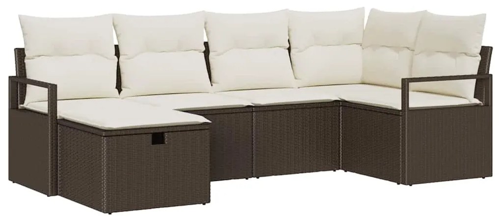 vidaXL Σετ Καναπέ Κήπου 6 pcs Καφέ και κρεμ 232 x 122 x 85 εκ.