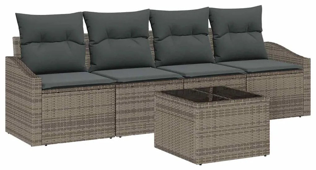 vidaXL Σετ Καναπέ με μαξιλάρι με μαξιλάρι 5 pcs Γκρι συνθετικό ρατάν