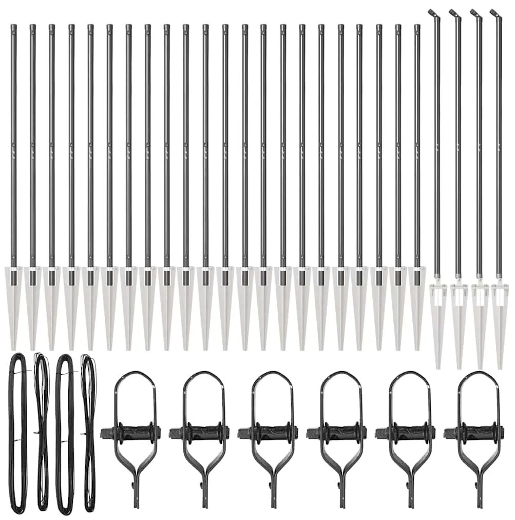 vidaXL Στύλος Περιφράξεων 26 pcs Ασημί 3.2 x 3.2 x 140 εκ Ατσάλι