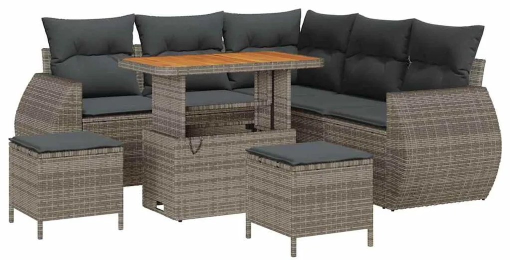 vidaXL Σετ Καναπέ Κήπου με μαξιλάρι 8 pcs Γκρι 90 x 55 x 71 cm