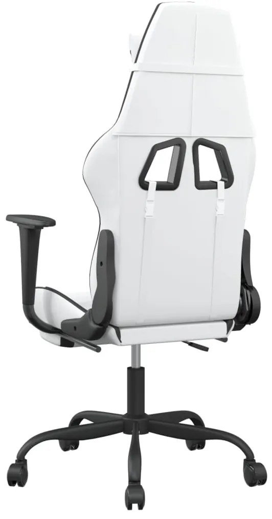 vidaXL Καρέκλα Gaming με Υποπόδιο Λευκό και Μαύρο από Συνθετικό Δέρμα