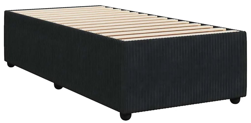 vidaXL Κρεβάτι Boxspring με Στρώμα Μαύρο 90x200 εκ. Βελούδινο