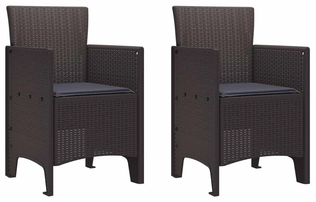 Καρέκλα Κήπου 2 pcs Καφέ 53 x 49 x 85 εκ. Πολυπροπυλένιο