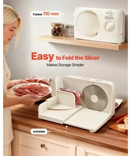 VEVOR Meat Slicer, 180W Electric Deli Slicer Machine with 170 mm Sharp Blade, Home Meat-Slicer with 60-90 RPM Slicing Speed, 0-15 mm Adjustable Thickness, for Frozen Meat, Ham, Baguett & Prime Steak