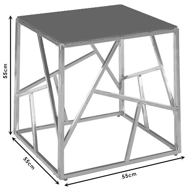 Βοηθητικό τραπέζι σαλονιού Tabar ατσάλι χρυσό-γυαλί 8mm μαύρο 55x55x55εκ 55x55x55 εκ.