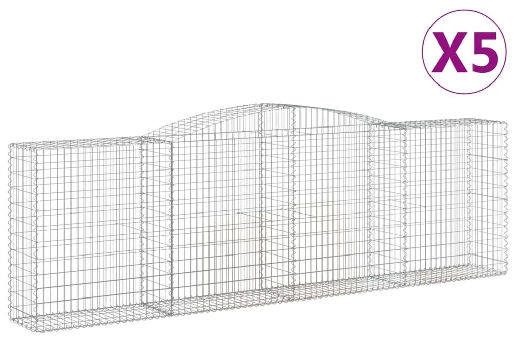 vidaXL Συρματοκιβώτια Τοξωτά 5 τεμ. 400x50x120/140 εκ. Γαλβαν. Ατσάλι