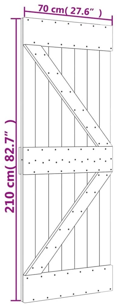 Πόρτα NARVIK 70 x 210 εκ. από Μασίφ Ξύλο Πεύκου - Καφέ