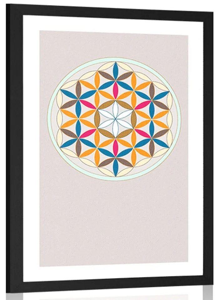 Αφίσα με παρπαστού Πολύχρωμα Mandala - 40x60 white